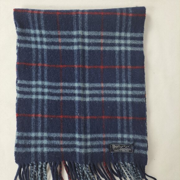 BURBERRY'S of London Vintage Classic Check Scarf 100% Lambswool Navy SCARF - Picture 5 of 7